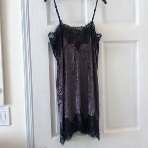 Storia Purple and Black Lace Suede Mini Dress